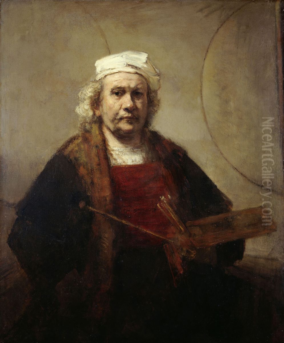 Self-Portrait with Two Circles Oil Painting by Rembrandt