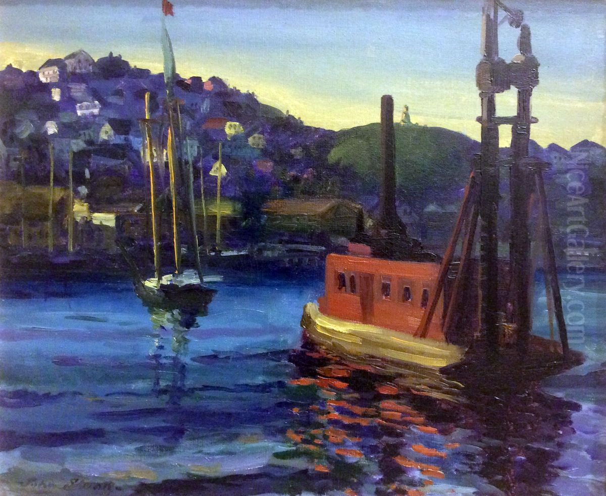 Pile Driver Oil Painting by John Sloan