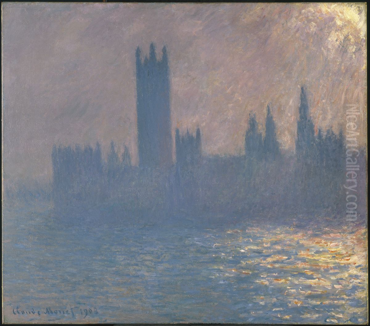 Houses of Parliament, Sunlight Effect (Le Parlement, effet de soleil) Oil Painting by Claude Oscar Monet
