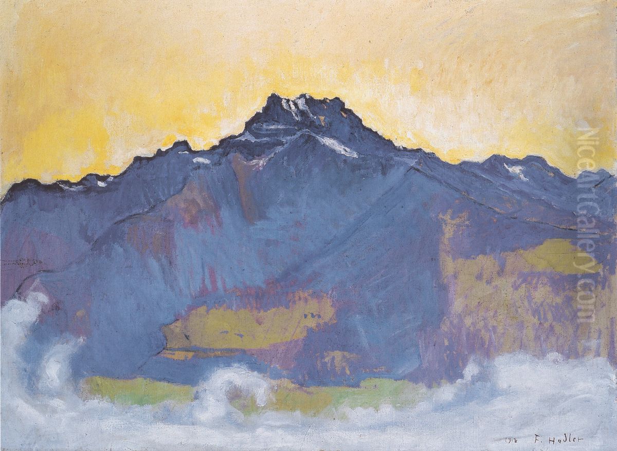 Die Dents du Midi von Chesieres aus Oil Painting by Ferdinand Hodler