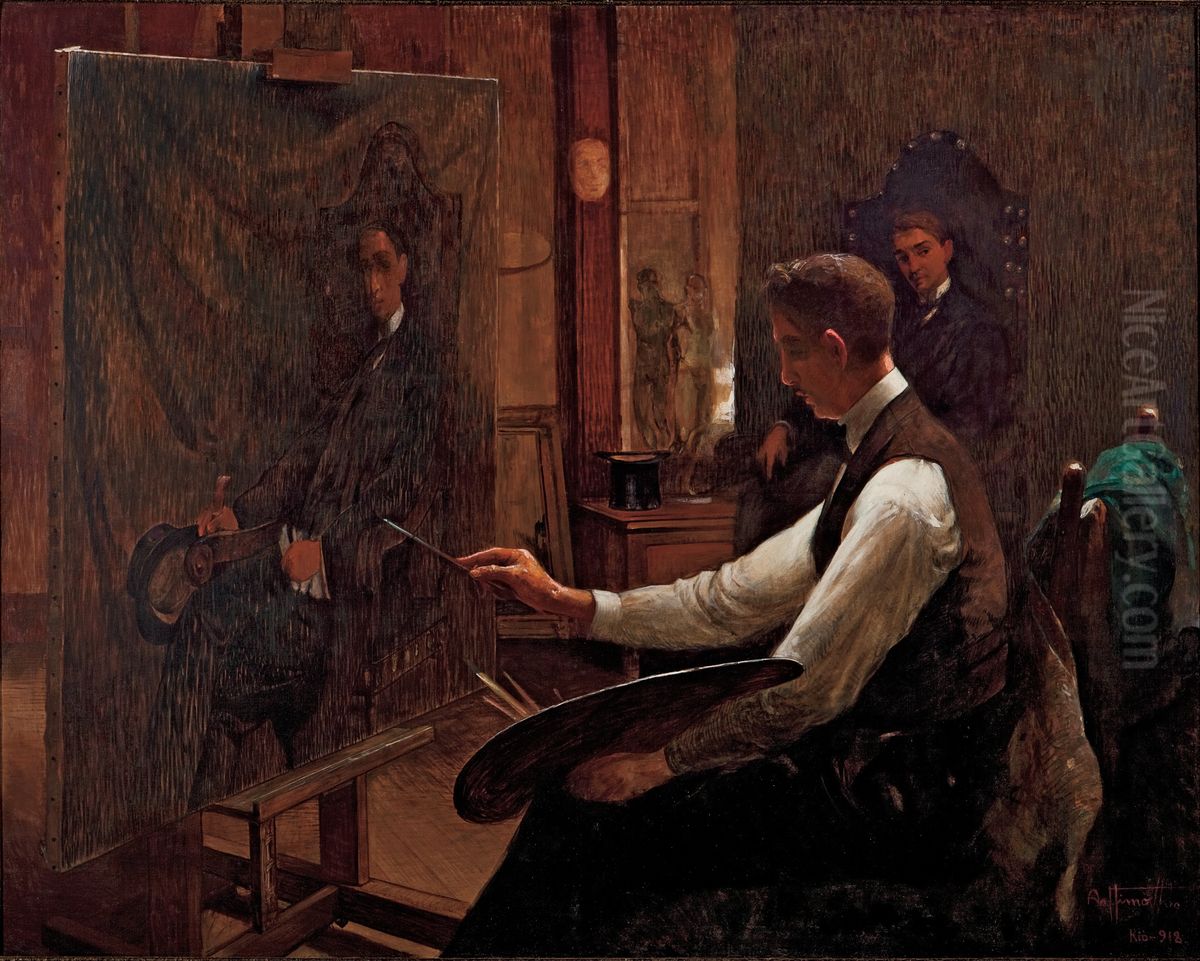 In the Studio Oil Painting by Artur Timoteo da Costa