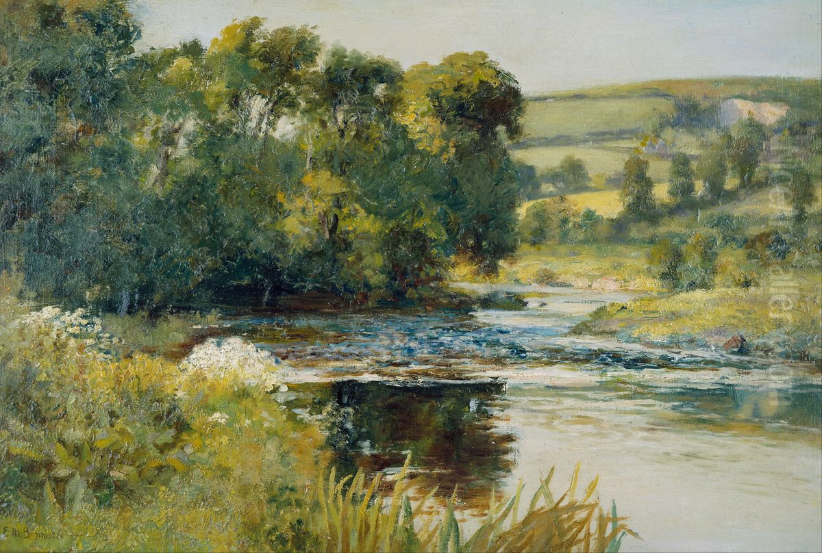 Streamside Oil Painting by Edward Mitchell Bannister