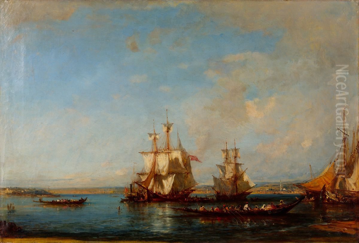 Caiques and Sailboats at the Bosphorus Oil Painting by Felix Ziem