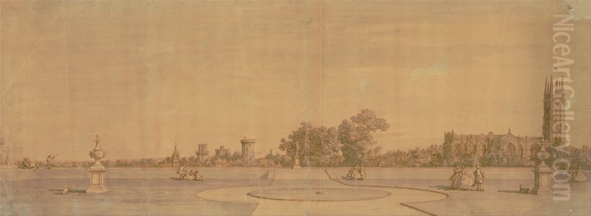 The Town and Castle from the Priory Gardens Oil Painting by Canaletto