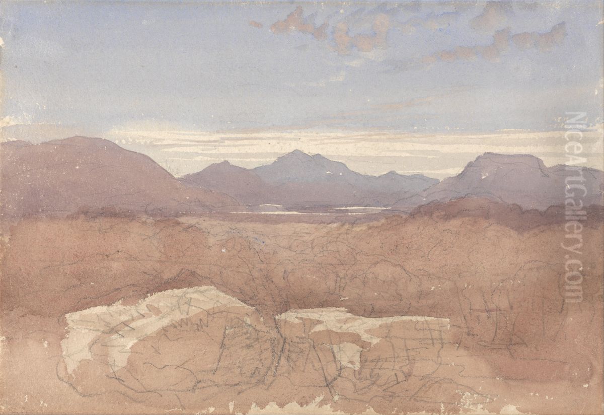 A Mountainous View, North Wales Oil Painting by David Cox