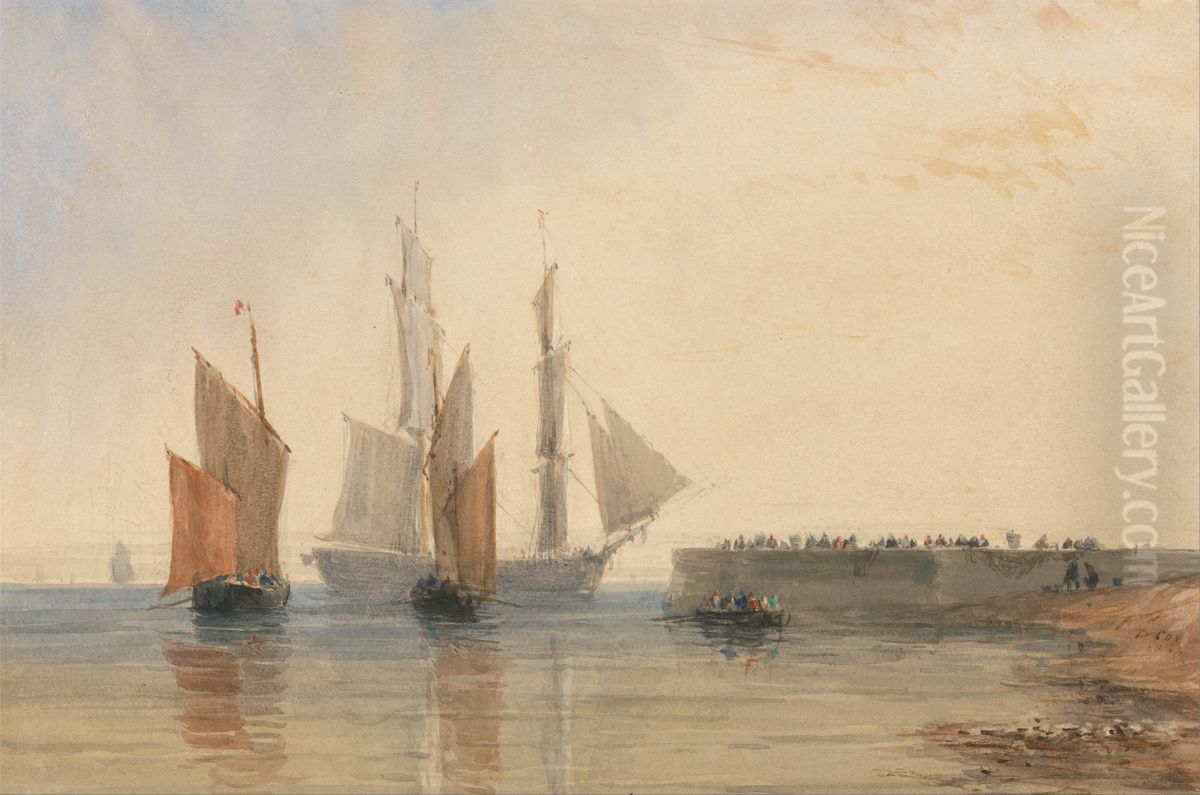 Entrance to Calais Harbour Oil Painting by David Cox