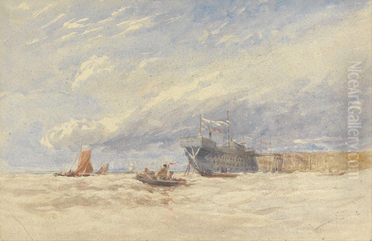 On the Medway Oil Painting by David Cox