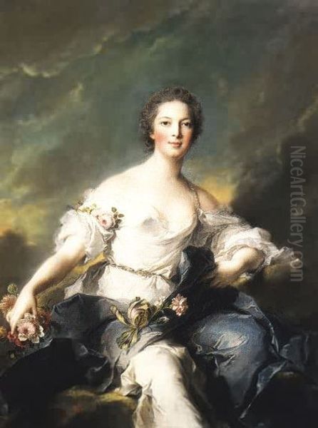 Die Marquise de Baglion als Flora Oil Painting by Jean-Marc Nattier
