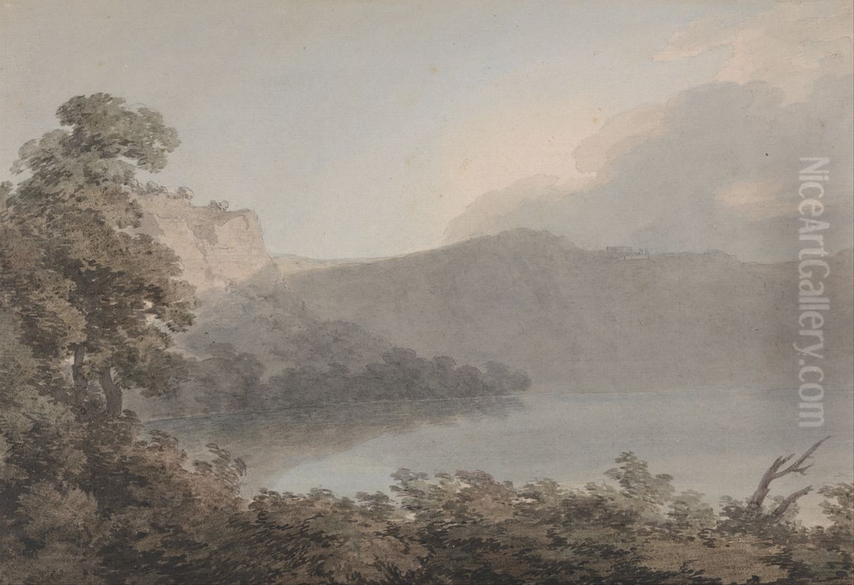 Lake of Vico Between Rome and Florence Oil Painting by John Robert Cozens