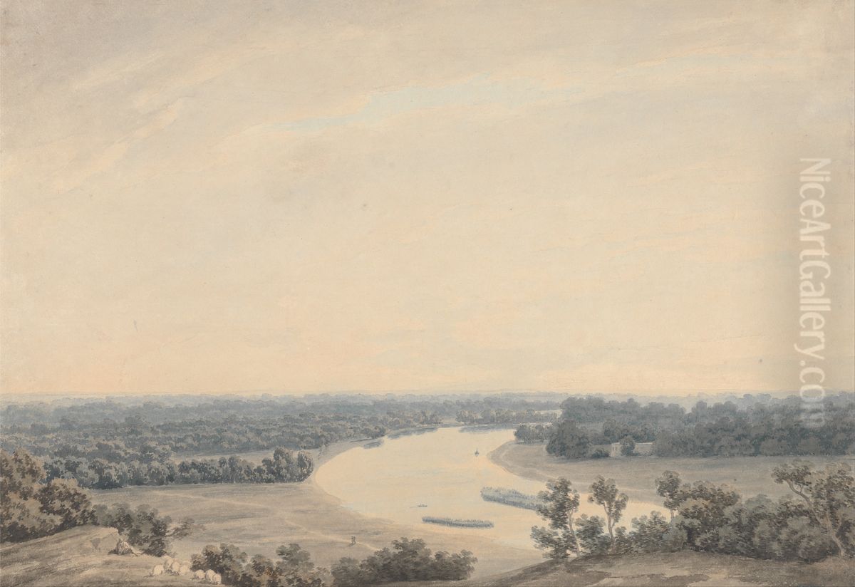 The Thames from Richmond Hill Looking Southwest Oil Painting by John Robert Cozens