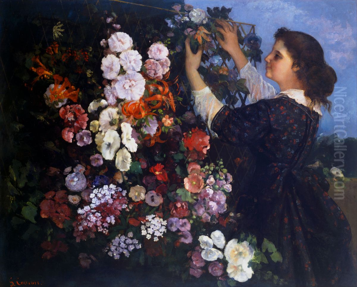 Trellis Oil Painting by Gustave Courbet