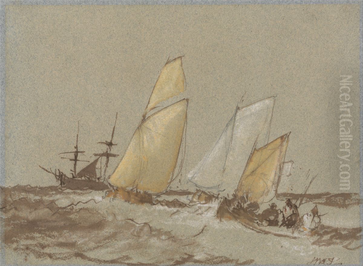 Shipping Oil Painting by J. M. W. Turner