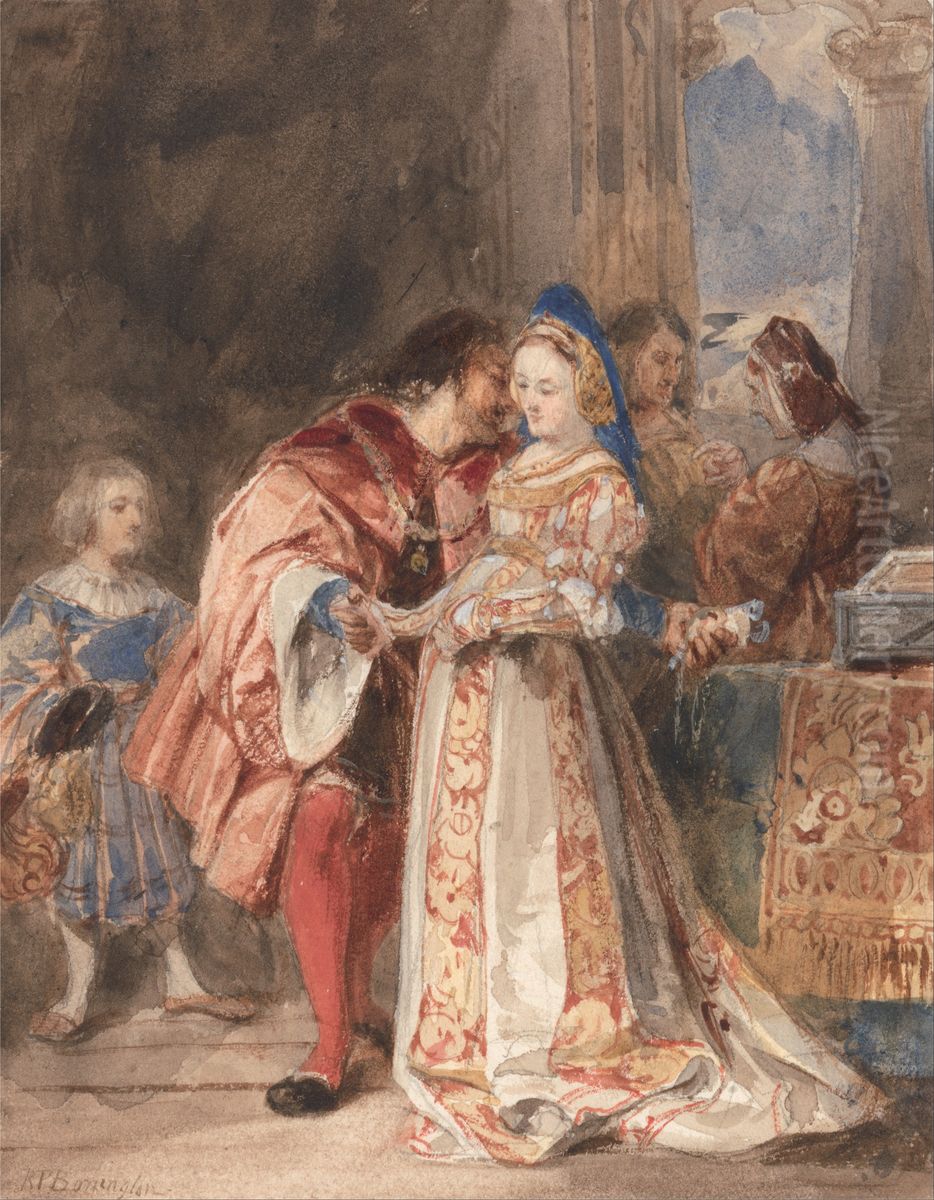 Portia and Bassanio Oil Painting by Richard Parkes Bonington