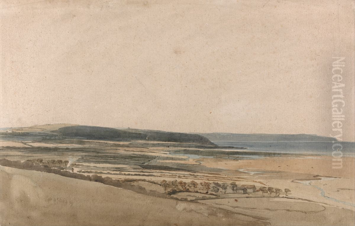 Estuary on the River Taw, Devon Oil Painting by Thomas Girtin