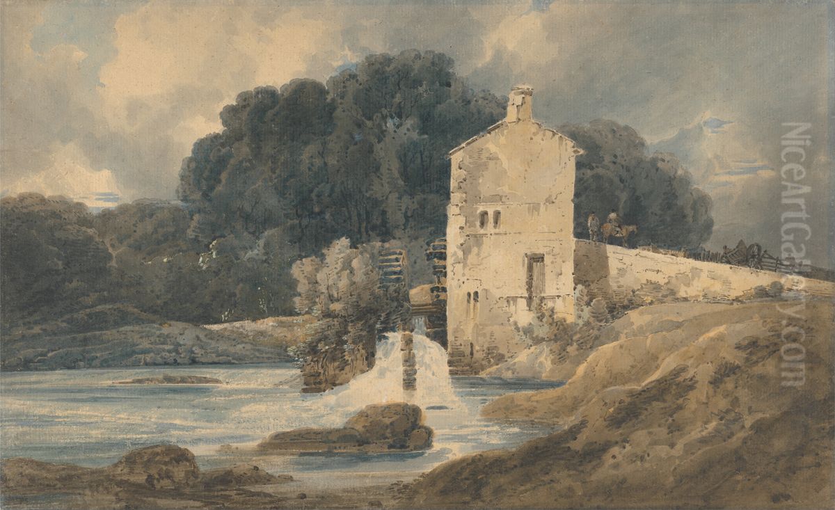 The Abbey Mill, Knaresborough Oil Painting by Thomas Girtin