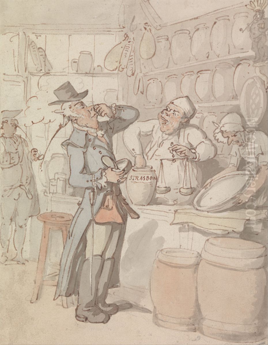 A Man Buying Snuff Oil Painting by Thomas Rowlandson