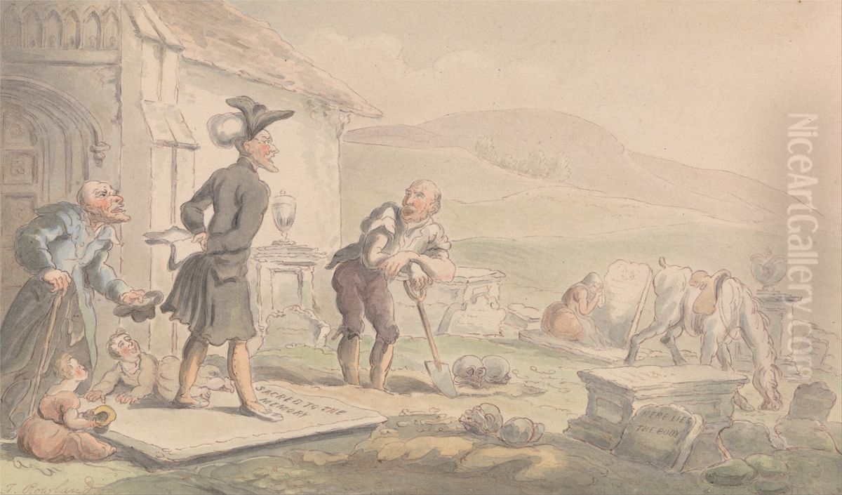 Dr Syntax Meditating on the Tombstones Oil Painting by Thomas Rowlandson