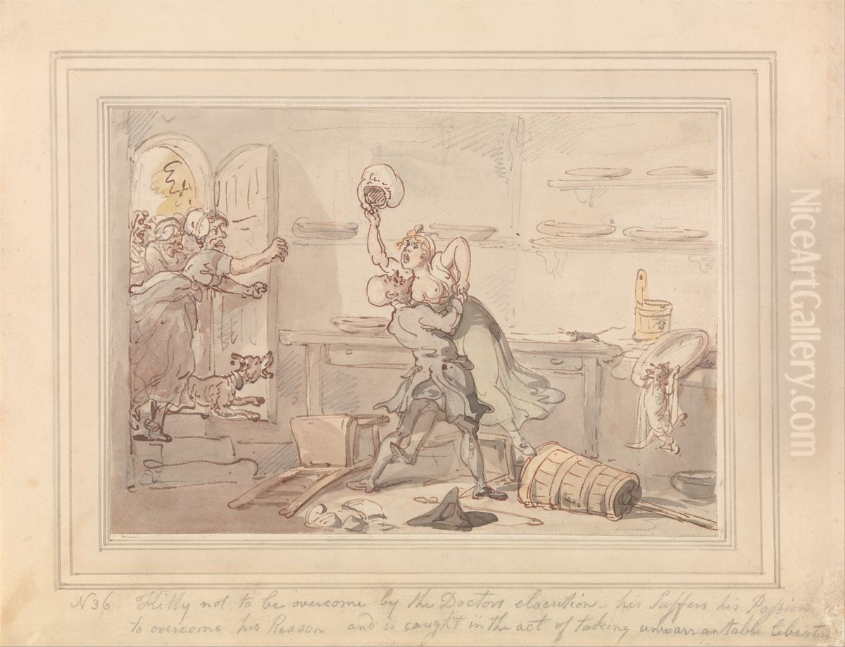 Kitty Overcome Oil Painting by Thomas Rowlandson