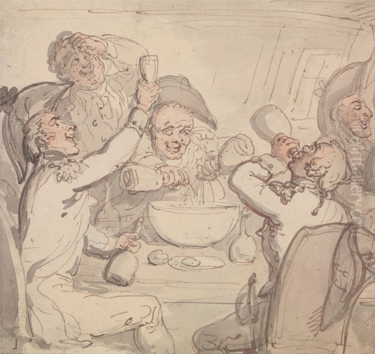 Naval Officers and a Bowl of Punch Oil Painting by Thomas Rowlandson