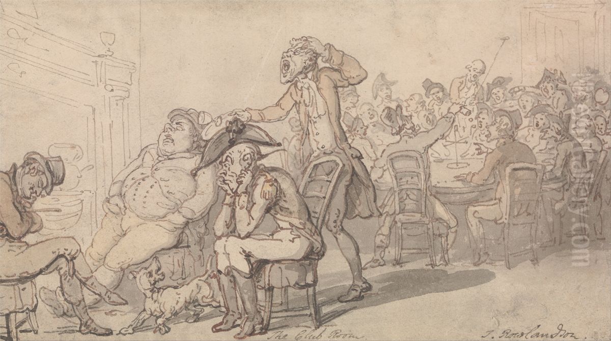 The Club Room Oil Painting by Thomas Rowlandson