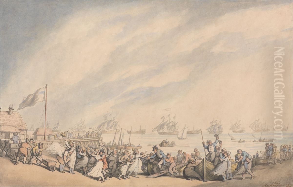 The Return of the Fleet to Great Yarmouth in 1797 Oil Painting by Thomas Rowlandson