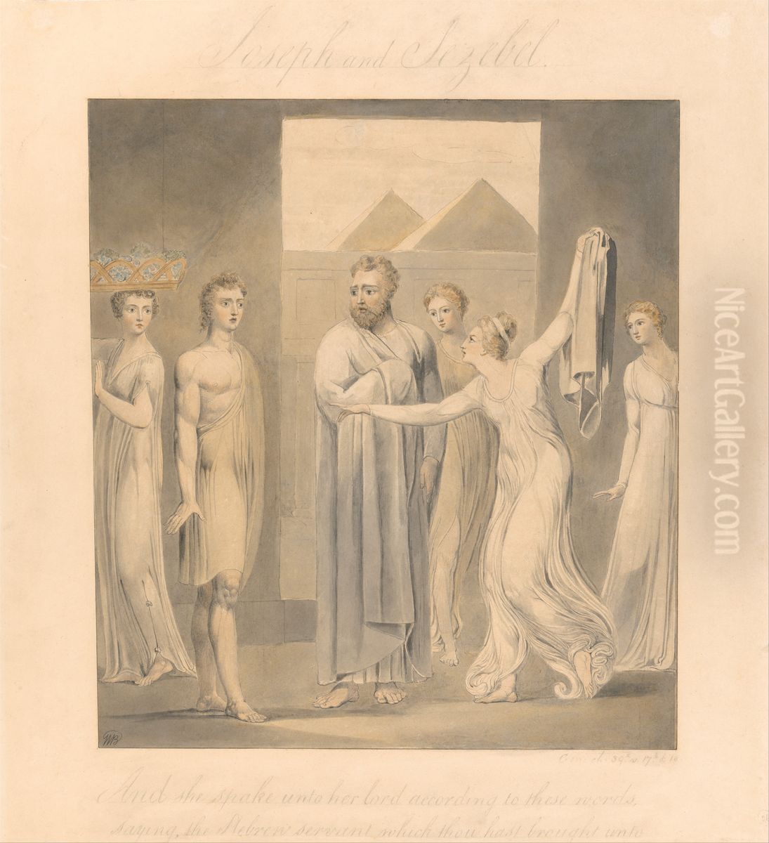 Joseph and Potiphar's Wife Oil Painting by William Blake