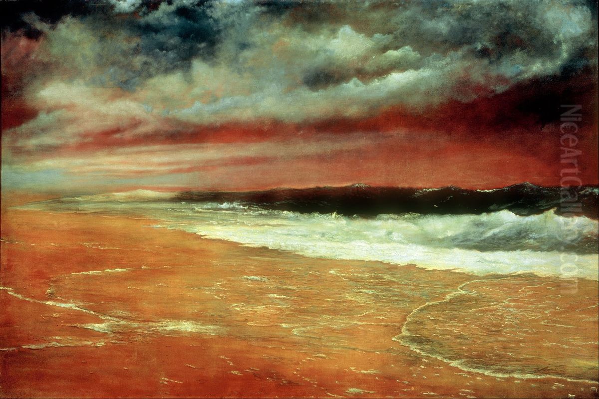 Late Afternoon by the Sea (The Red Wave) Oil Painting by Joaquin Clausell