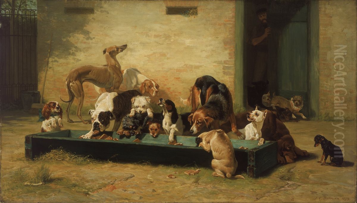 Table d'Hote at a Dogs' Home Oil Painting by John Charles Dollman
