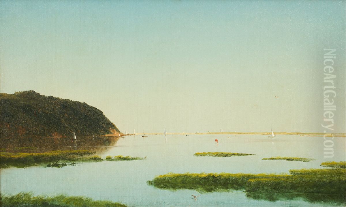 View of the Shrewsbury River, New Jersey Oil Painting by John Frederick Kensett
