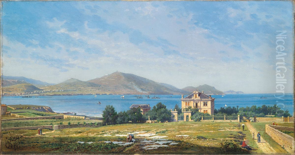 View of El Abra, Bilbao, from Algorta Oil Painting by Juan de Barroeta