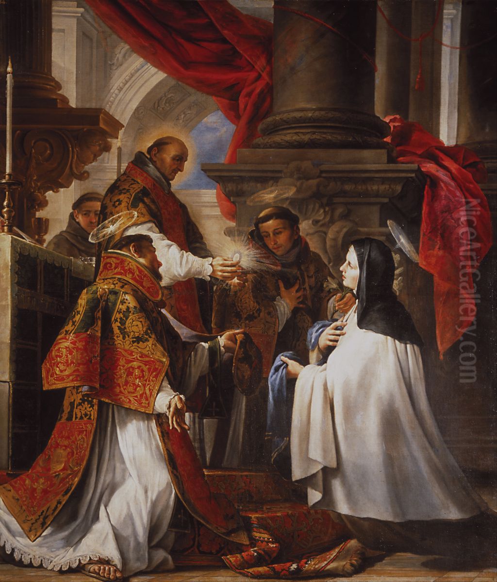 La comunion de Santa Teresa Oil Painting by Juan Martin Cabezalero