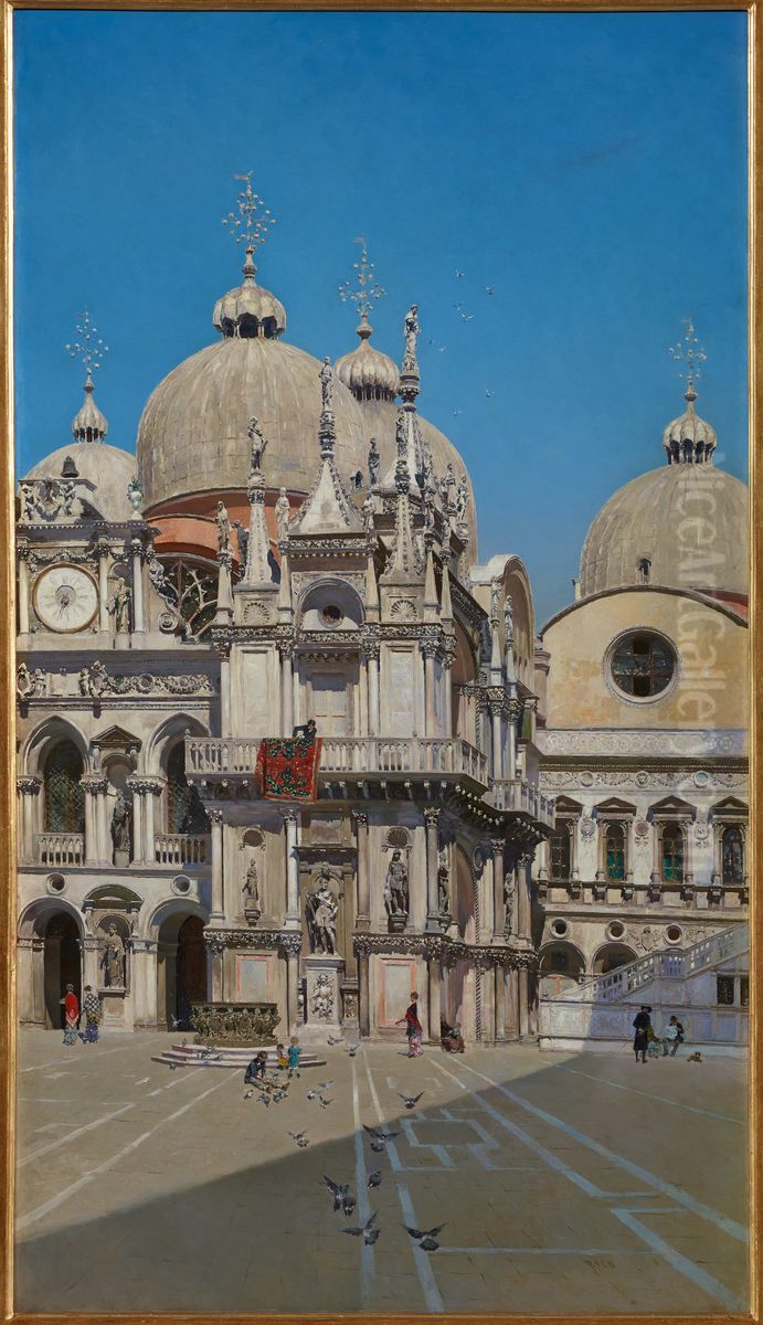 Courtyard of the Palace of the Dux of Venice Oil Painting by Martin Rico