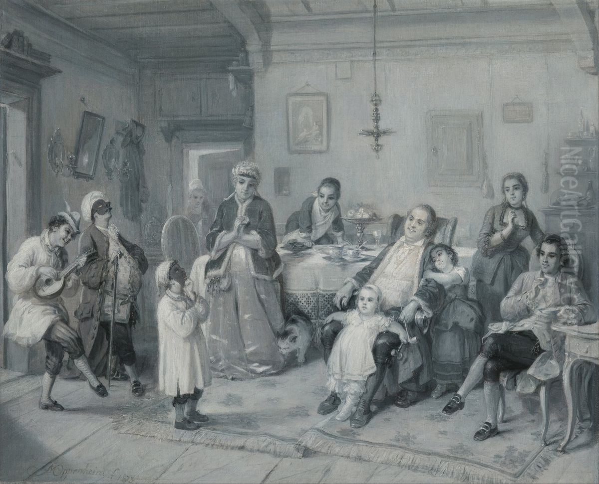 Purim (Feast of Esther) (Das Purim-Fest) Oil Painting by Moritz Daniel Oppenheim