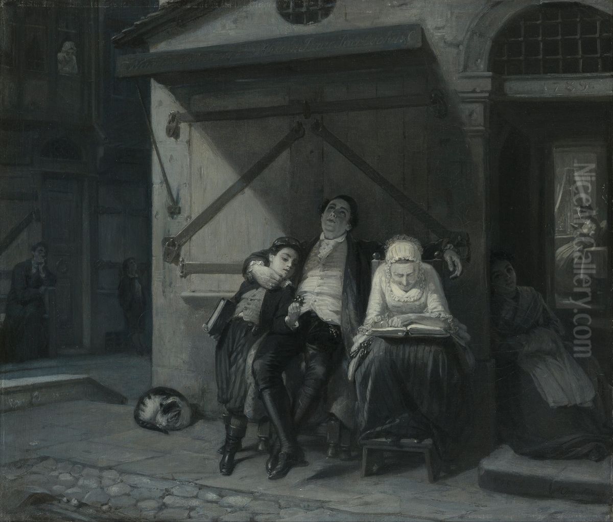 Sabbath Rest (Sabbath-Ruhe auf der Gasse) Oil Painting by Moritz Daniel Oppenheim