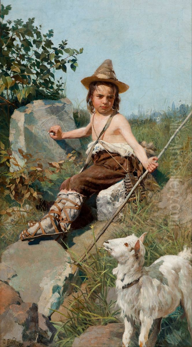 Giotto's Childhood Oil Painting by Oscar Pereira Da Silva