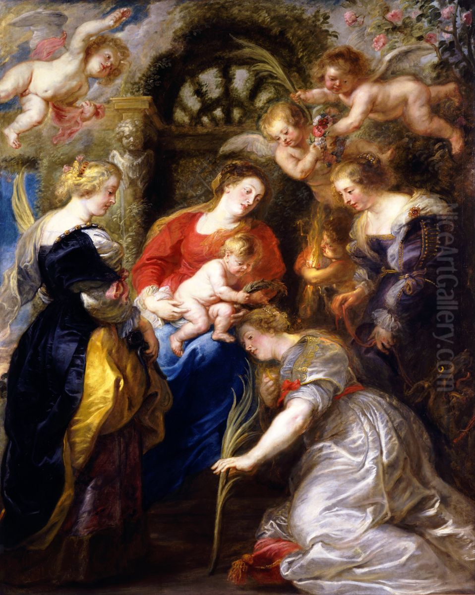 Crowning of Saint Catherine Oil Painting by (studio of) Rubens, Peter Paul