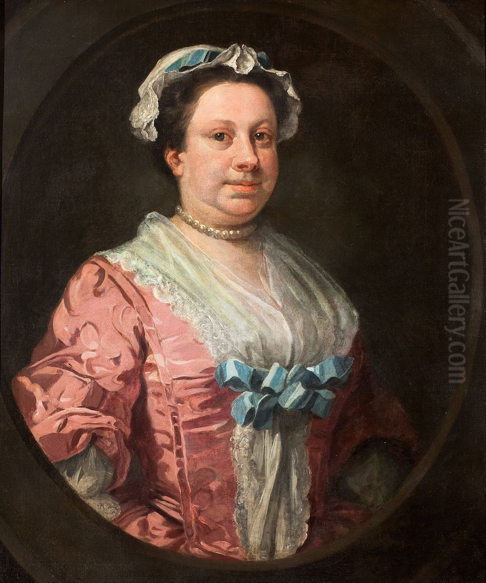Portrait of the Artist?s Sister, Anne Hogarth (1701-1771) or, Lady in Rose Taffeta Oil Painting by William Hogarth