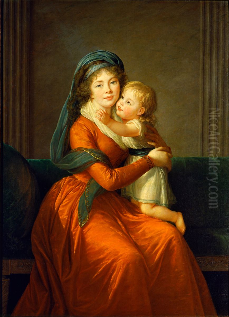 Portrait of princess Alexandra Golitsyna and her son Piotr Oil Painting by Elisabeth Louise Vigee Le Brun