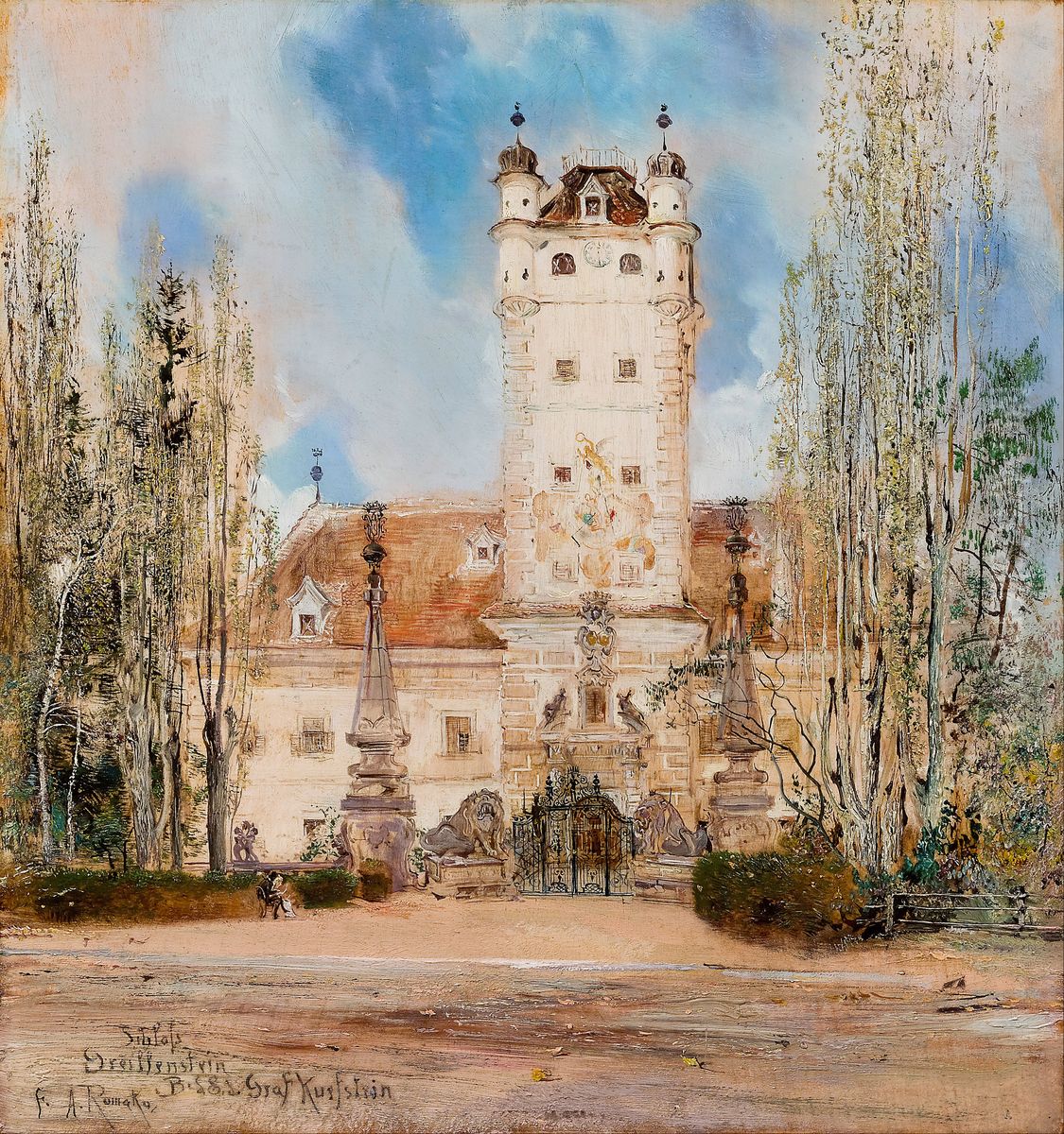 Greillenstein Castle Oil Painting by Anton Romako