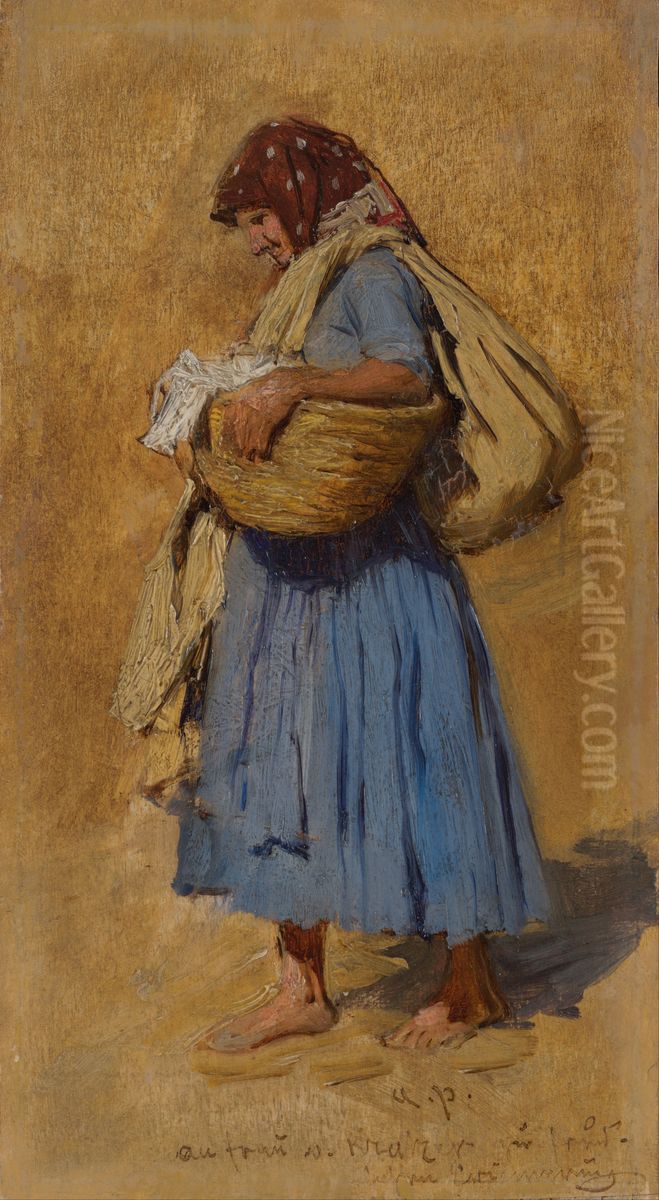 Sich schnauzende Bauerin Oil Painting by August von Pettenkofen