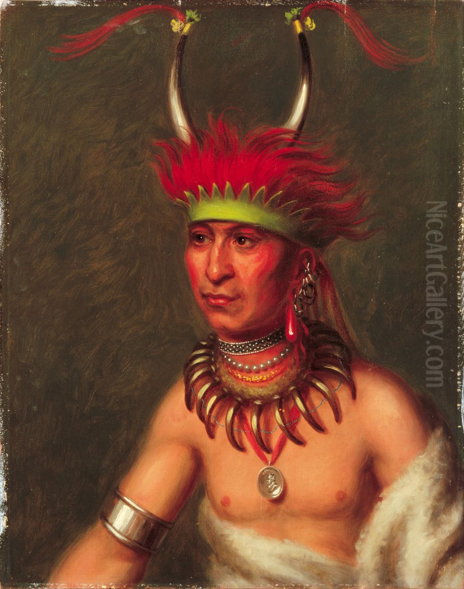 Monchousia (White Plume), Kansa Oil Painting by Charles Bird King