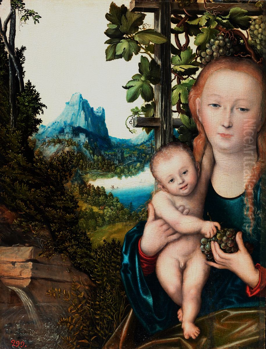 The Virgin in a Grape Arbor Oil Painting by Lucas Cranach the Elder