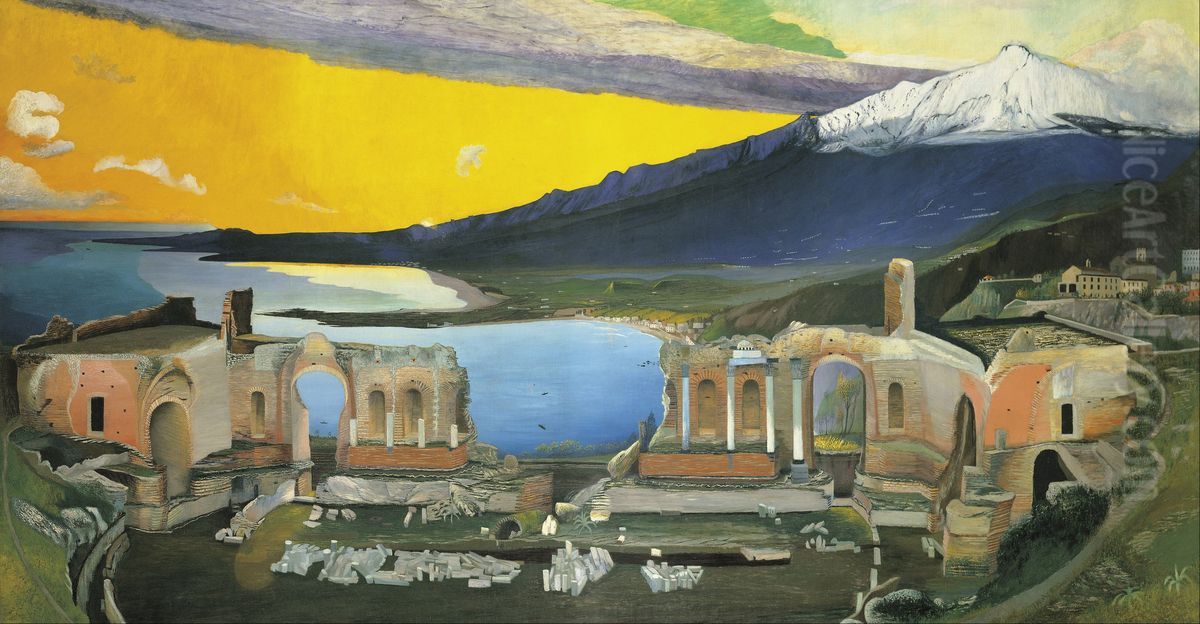 Ruins of the Greek Theatre at Taormina Oil Painting by Tivadar Csontvary Kosztka