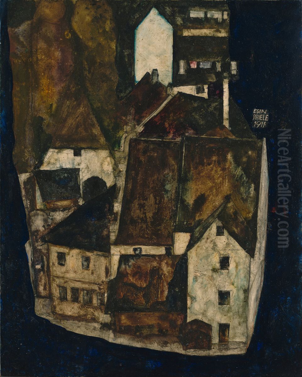 Dead City III (City on the Blue River III) Oil Painting by Egon Schiele