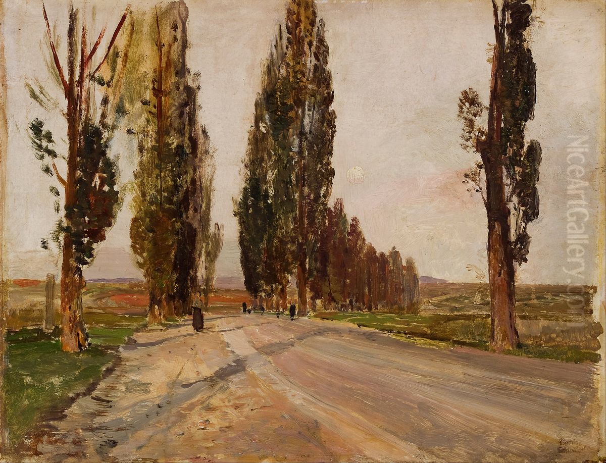 Deutsch:Pappelallee bei Plankenberg Oil Painting by Emil Jakob Schindler