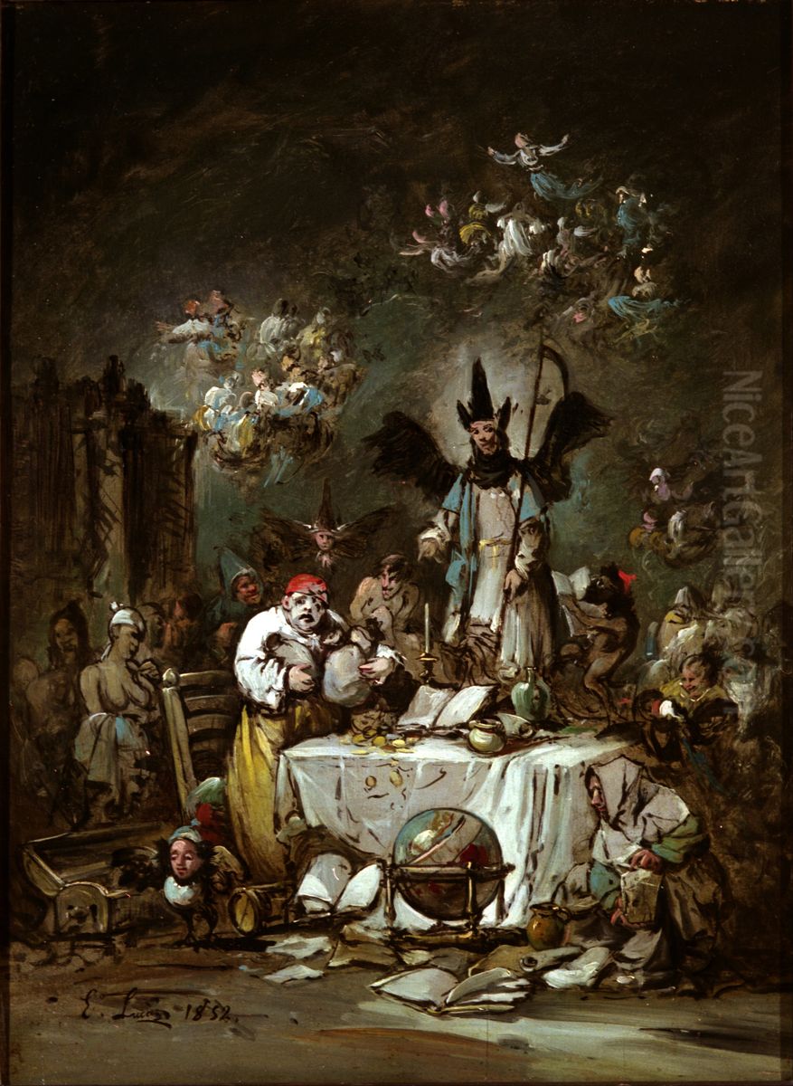 Allegorical caprice. The Avarice Oil Painting by Lucas Velazquez