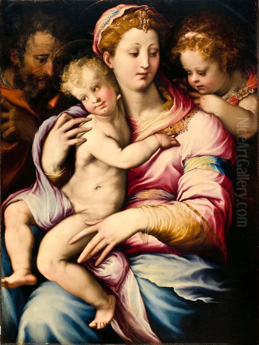 Holy Family with Saint John the Baptist Oil Painting by Francesco Salviati