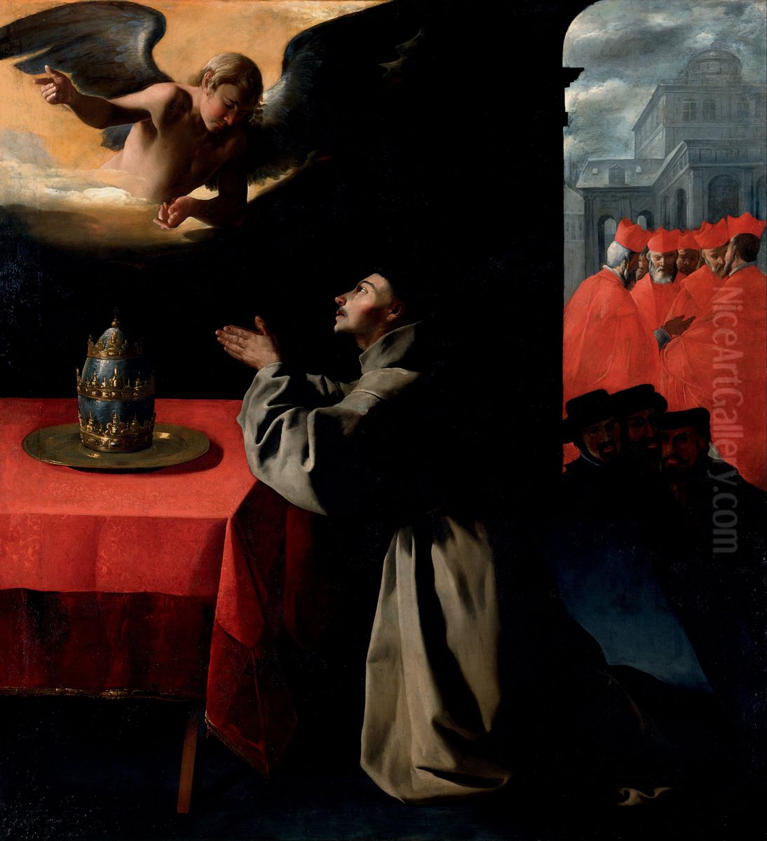 Saint Bonaventure Praying Oil Painting by Francisco De Zurbaran