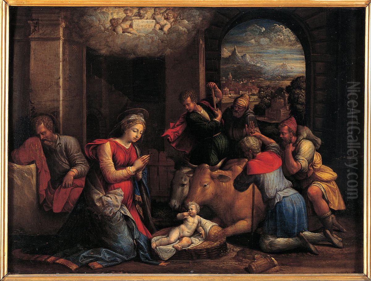Adoration of the Sheperds Oil Painting by Benvenuto Tisi