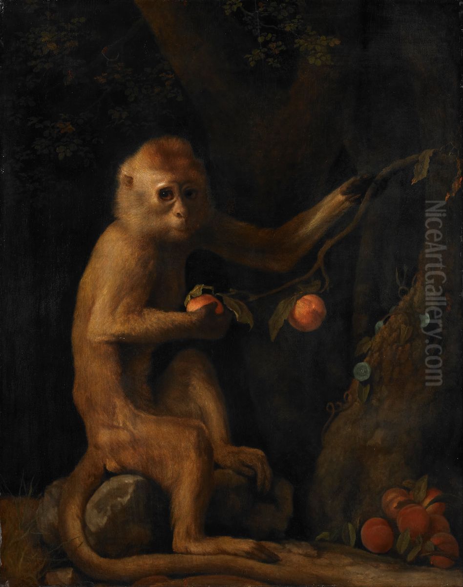 A Monkey Oil Painting by George Stubbs